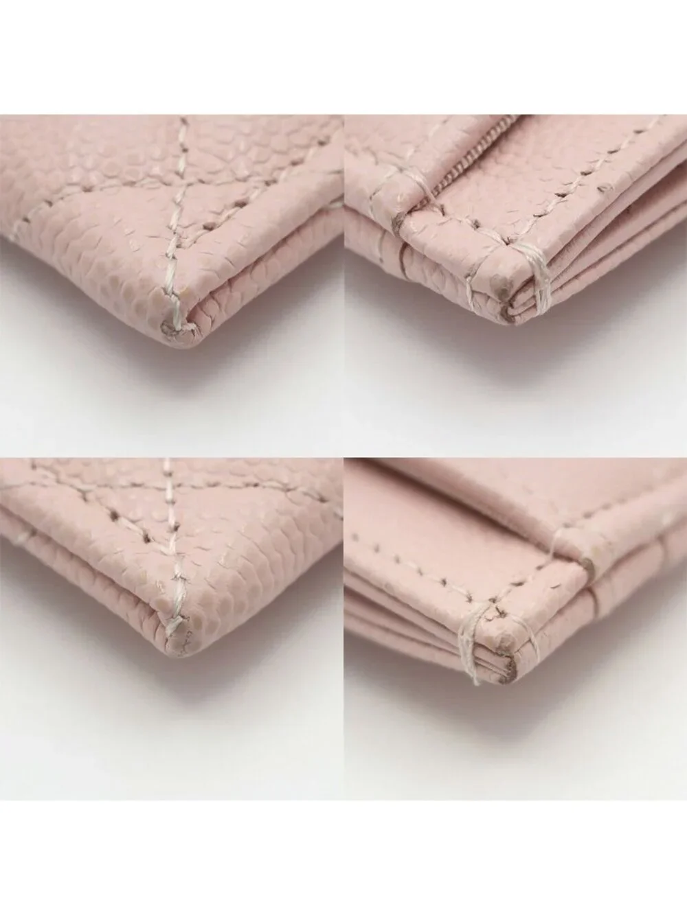 Chanel Ten Pass Case Card Slot Pink Caviar Leather CC Logo Rhinestone